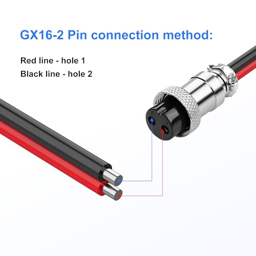 2 Pack GX16 2 Pin Pigtails Elektronische Kabel Vrouwelijke Socket Draadbaar Vormen Industriële Ronde Houder Luchtvaartconnectoren 30cm (2 Pins) 3
