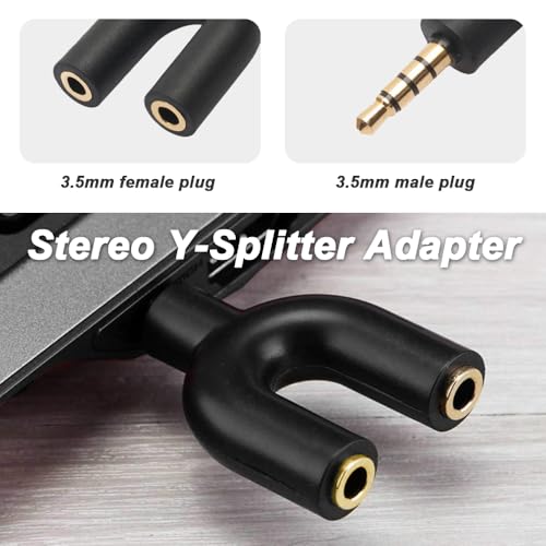 Hoofdtelefoon Y Splitter 3.5mm, 3.5mm Stereo Jack to 2 Port Dual 3.5mm Audioadapter voor headset, koptelefoon, smartphone, MP4, MP3 (6 stuks), 6 kleuren) 3