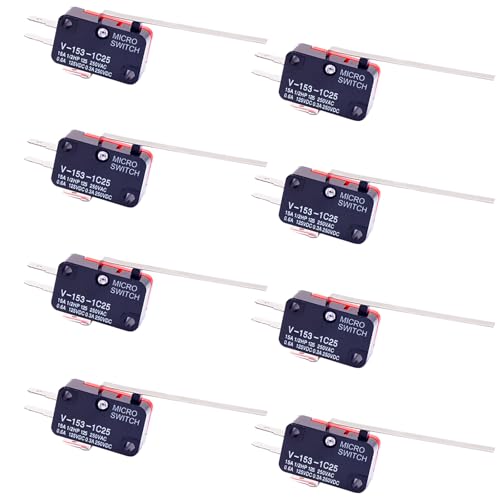 8PCS V-153-1C25 Micro Limit Switch Lange Scharnier Momentaire Cherry Push Knop SPDT Snap Actie Perfect voor Arduino, huishoudelijke apparaten en elektronische apparatuur