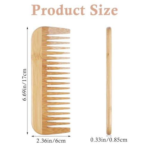 2 st. Wide Tanded Houten Comb, Anti-Static Bamboe Comb, Houten Comb voor krullen, Handgemaakte Houten Combs, Natuurlijke Bamboe Comb Geschikt voor Vrouwen