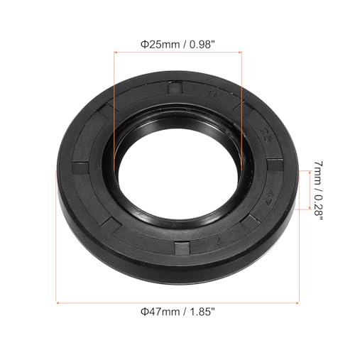 Olieverzegeling 25mm x 47mm x 7mm (2PCS) Nitril Rubber Cover Double Lips Veren geladen TC olie golven Seal voor het dragen Shaft Black