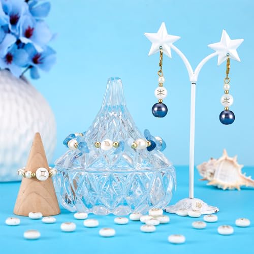 Platte Ronde Natuurlijke Zoetwater Shell Kralen met Zodiac Tekenpatroon Schijf Shell Kralen Spacer Kralen 8mm 12 stijlen voor DIY armband sieraden maken, Witte Rook