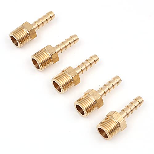 Zee 5 st 6mm tot 1/4 inch BSP massief messing slang staart connector prikkeldraad naar BSP mannelijke draad, vijver / zwembad / slang adapter 3