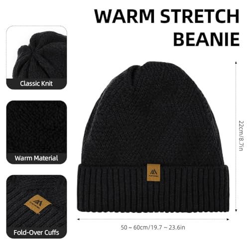 Thermische gebreide wintermuts voor mannen en vrouwen, Classic Stretch Gebreide schedelmuts met warme voering, winddicht koud weer Unisex Hoed