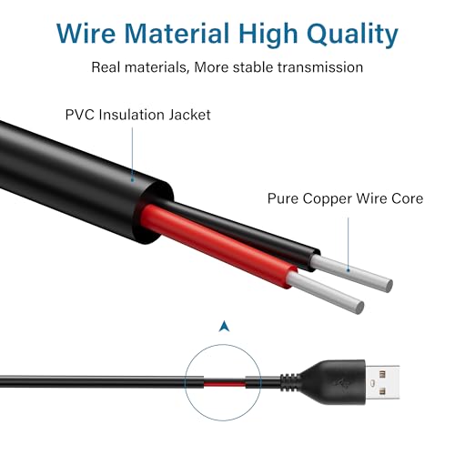 DC Boost Cable 5V to 12V USB Boost Converter, USB 2.0 Plug to Bare Wire Geschikt voor camera's, Mini Speakers, USB Fans Etc. - 1m 3