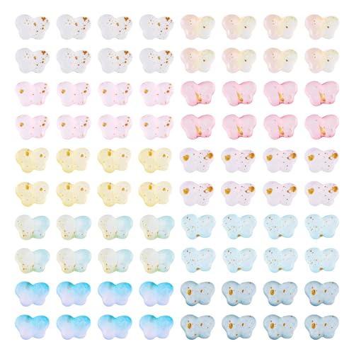 200Pcs Vlinder acryl Kralen Transparant Met Gouden Folie Gradiënt Kleur Vlinder Spacer Kralen Mooie Bulk Voor Ambachten Levering Diy Armband Sieraden Maken