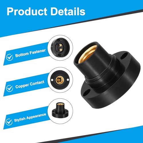 E14 Lamp Socket, 4 st Ronde Schroef Base Lamphouder Licht vervangende voetstukken voor Halogen CFL Bulb, zwart 4