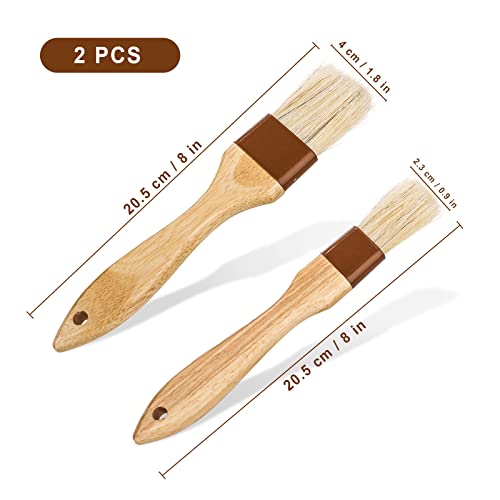 4 Pieces Gebak Penselen, Bakborstel Bristle Brush BBQ Penselen voor Saus BBQ Basting Borstel Keukenborstel voor Olie Ei Spread Marinade Saus (Klein + Medium)