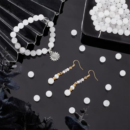 1 Strand bevat 120 st 8mm Natural White Jade Edelsteen Ronde Loose Stone kralen met 1mm gat voor DIY armbanden ketting sieraden maken 4
