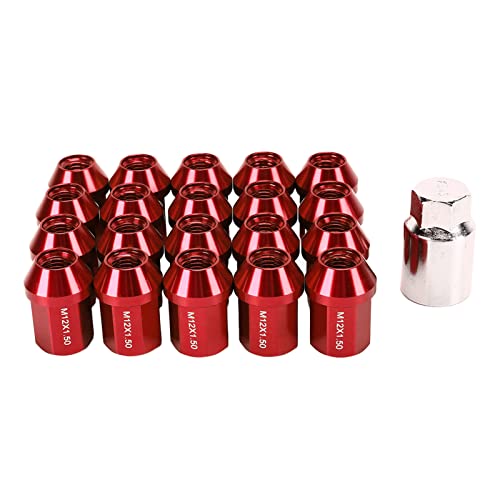 20Pcs Wheel Noten Gesloten End Wheel Noten Zwarte Wiel Noten Spline Wiel Noten Eikel Wheel Noten Tuner Wheel Noten Aluminium Legering Gesloten End Vervanging(RED) 4