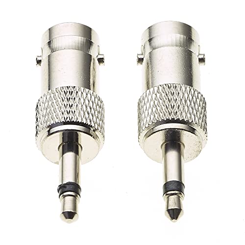 BNC Socket To 3.5mm Mono Jack Plug Adapter - Vrouwelijke TS Man Plug, DAB CB Radio Antenna Composite Adapter 1/8" Vernikkelde Connector DVR En meer - Pakje van 2