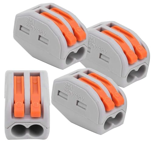 Pak van 100 Push Wire Cabling Plugs, Quick Connect Terminal Blocks, Professionele Accessoires voor Parallelle Devices (PCT-212) 3