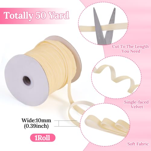 50m Velvet Ribbon 10mm Single Sided Velvet Ribbons Beige Bow Making Libbons for DIY Crafts Cadeau Verpakking Bow Choker Haar Tie Kleding Accessoires 4