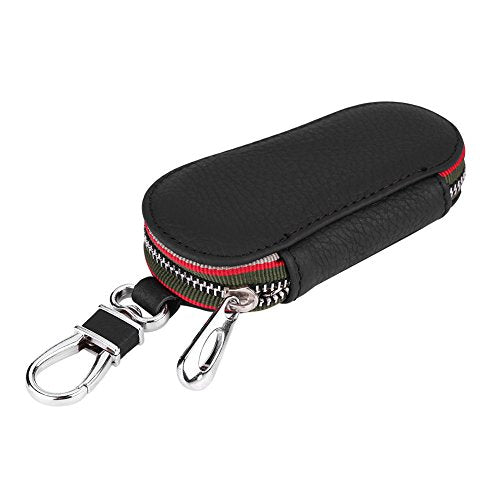 Qii lu Universele autosleuteldoos, houder mappen tas, sleuteltas auto PU lederen rits Key Case houder opslagzak Cover (Swarchz)