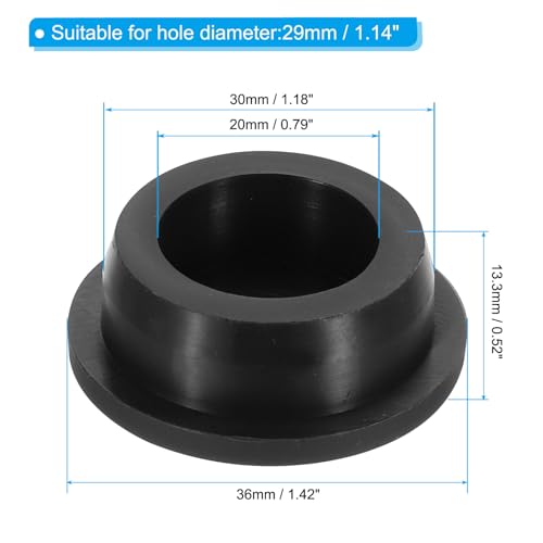30mm Diameter Rubber Hole Plugs, 6st Siliconen Rubber Ronde Gat Stopper voor 29mm Gat, Zwart