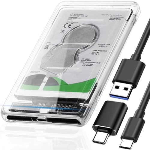 2.5" harde schijf Duidelijke externe behuizing, 6Gbps Hulpmiddelloze USB 3.0 naar SATA III harde schijf behuizing voor 7mm/9.5mm 2,5" HDD SSD met UASP