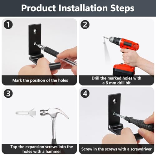 Pack van 6 Garderobe Hooks Schroefhaken Akoestische Panel Hooks Slaapkamer Woonkamer Badkamer Muurhaken voor Jassen Hoed Garderobe Metal 3 Inch zwart 5