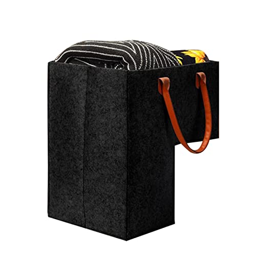 Trappenmand met handgrepen, trapmandje, vilt met lederen handgrepen, opvouwbare trapmand, Organisator voor wasgoed, speelgoed, huishoudelijke artikelen 3