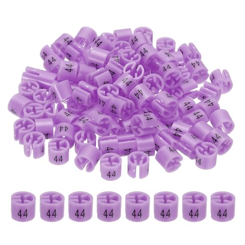 100st Coat Hanger Markers Nummer 44 Tags Geschikt 3mm Rod Garment Maat Tag Hanger Clips Ronde kleur Coding Label voor kleding Hangers, Paarse Roze