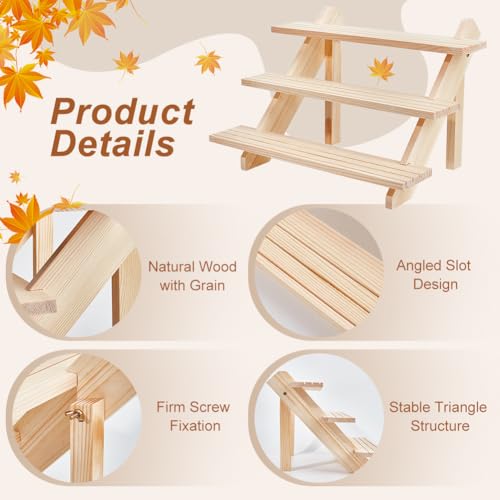3-Tier Log Retail Oorbellen Display Riser, oorbellen Ring houder Verwijderbare Onafgewerkt Hout Retail sieraden kaart display Stand met Groove voor ambachten sieraden opslag display collectie, 39 x 40 x 4