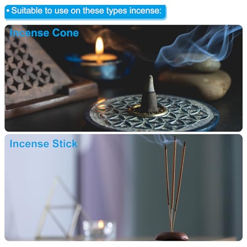Incense Holder, Brass Incense Burner Cone Stick Holder met 9 gaten Incense Stand Base voor Yoga Spa Room Home Office, 0,8 inch Dia. 1,5 cm hoog 5