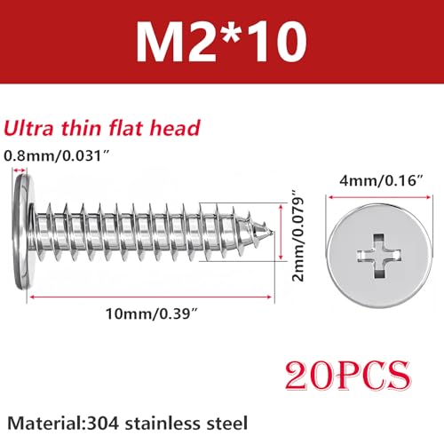 20 super dunne platte kop zelftappende schroef M2x10m m