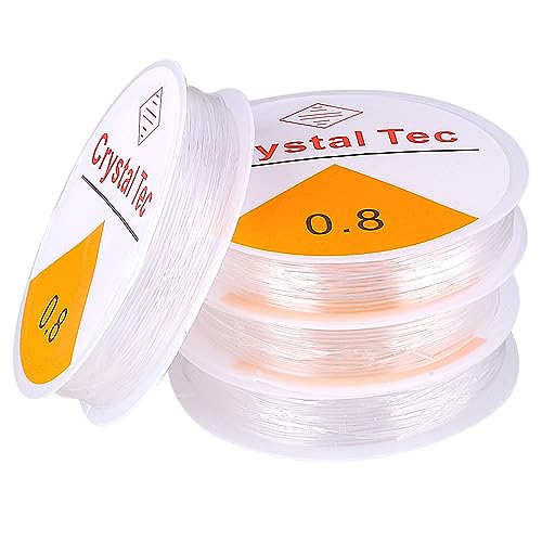 4 stuks armband Cord Elastische band voor armbanden, 2 maten Transparant Draad Rubber Draad Transparant sieraden wire Nylon koord voor kraal sieraden armbanden ambachten (0.8/1mm)