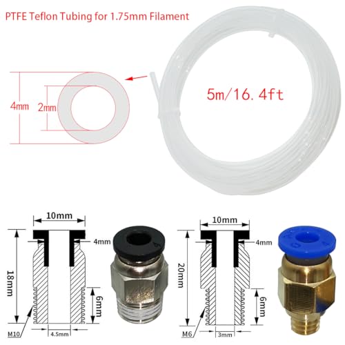 Teflon slang Transparante 5 m PTFE slang met 5 PC4-M6 en 5 PC4-M10 + 1 Snijder voor PTFE buisplug Connector 3D printer 1,75 mm GRANEN