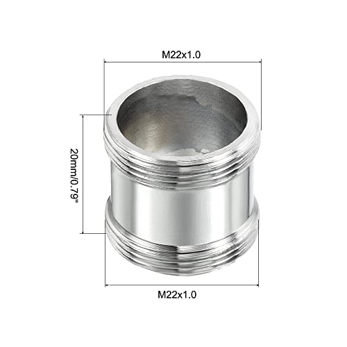 M22*1.0 Male to M22*1.0 Man Thread Faucet Adapter, Chrome Plated Aerator Connector Past voor Tuinslang Water Filter Pijp, Zilver