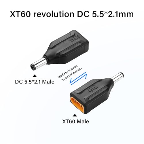 2 Pack XT60 to DC5521 Adapter, XT60 Male to DC 5.5mm x 2.1mm male, draadloos voor TS100 Soldeerijzer, FPV monitor power, drones, drones, drones 5
