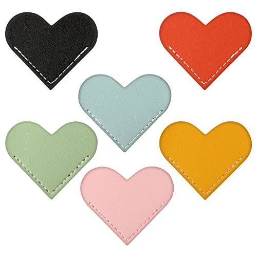 6 stuks lederen hart bladwijzer, 6x5cm Hoek bladwijzer Schattige bladwijzer Handgemaakt hart bladwijzer Accessoires voor vrouwen Boekliefhebbers Present (Multicolored Color)