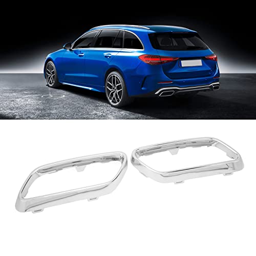 Uitlaatrem van de auto, 1 Paar Auto Uitlaat Tip Cover Trims Bezel Vervanging voor Benz C klasse W206 (Zilver Chrome) 4
