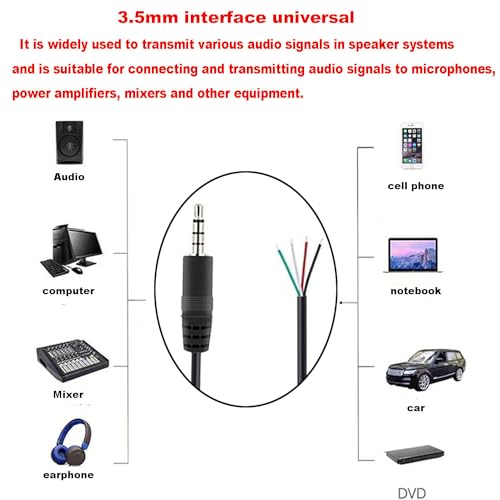 6 st 3.5mm Jack Jack Jack 3.5mm TRRS 4 Pole Audioplug voor Solderen 3,5mm Mini Stereo Jack Kabel voor Reparatie Audio Hoofdtelefoon Kabels (30cm) 5