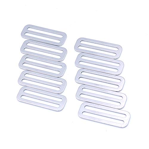 10Stuks Metalen Tri-Glide Slides Buckles Kit 50mm, Tri-Glide Slides Vierkante Ring Schuifrichters Buckles Webbing Belts Gesp voor riemtassen DIY Accessoires wit