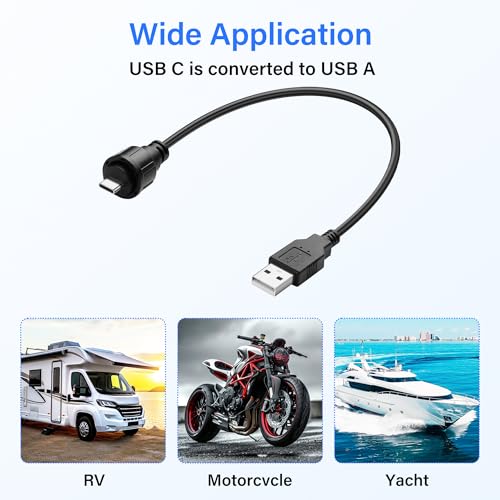 USB2.0 naar USB C Kabel USB C Man naar USB A 2.0 Man Tweeweg Transmissie Oplaadadapter met Threaded Vaste, 30cm/11.8in 5