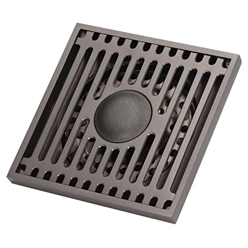 Vierkante Vloer Afwatering met filter en afdekrooster, 10 x 10 x 2,5 cm, Roestvrij staal, Grijs, Drain deksel, Haarstrainer, Douche Drain voor badkamer, Keuken, Balkon