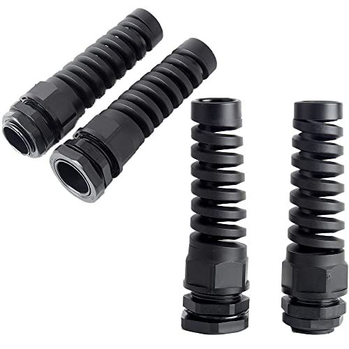 4PCS Kabel Gland, PG16 Black IP68 Waterdichte Flex Spiral Strain Relief Protector voor bevestiging en bescherming van 10-14mm draad