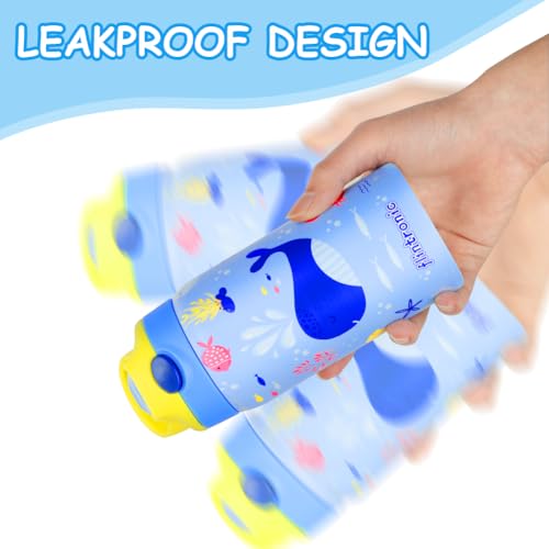 350ml/12oz Kinder Roestvrij stalen waterfles met stro, Vacuum Geïsoleerde Waterflessen, BPA Gratis, Flip Sport Waterfles, Metalen Leakproof Kleine Fles voor Jongens Meisjes Peuters 4