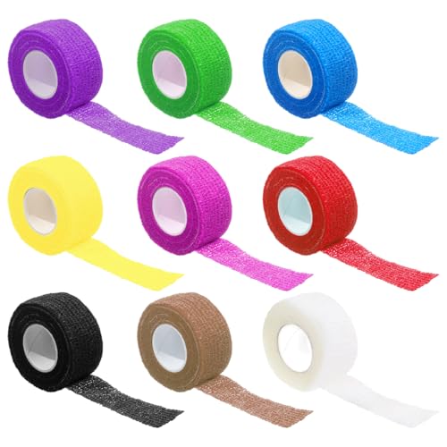 9 Rolls Zelfklevende Bandage 2,5 cm x 4,5 m Kleefband Cohesive Bandage Elastische Bandage Kleefband Vet Wrap Band voor Polsen Vingers Tenen