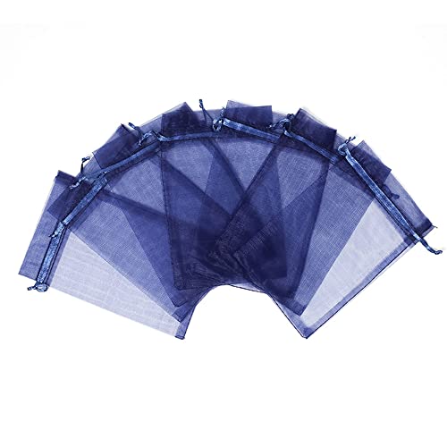 100 stuks Organza zakjes voor het vullen, Organza zakjes, Cadeauzakjes, koord voor Festival, Feest, Bruiloft, Candy zakjes, Juwelen zakjes, Lavender, Cadeauzakjes, 20 x 30 cm, Marine blauw 5