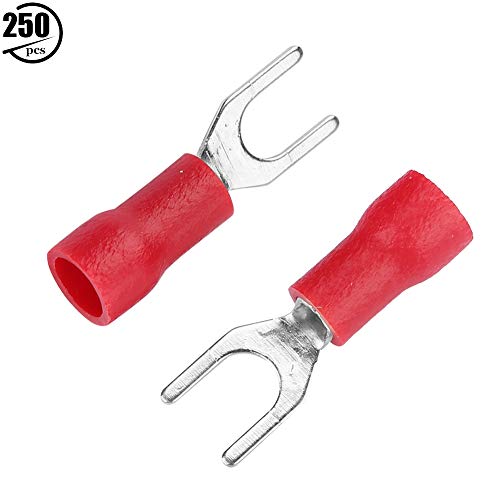 Kabelconnectoren, 250 stuks, geïsoleerde elektrische draadterminals, Crimp Fork Connector Attachment, voor elektrische voeding en huishoudelijke apparaten (rood) 5
