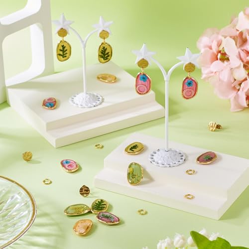 5 paar gedroogde bloemhars oorbellen maken Kits Legering & Epoxy en gedroogde bloem hangers Epoxy bloem monsters oorbellen bedeltjes voor DIY oorbellen sieraden maken, Hars, hars