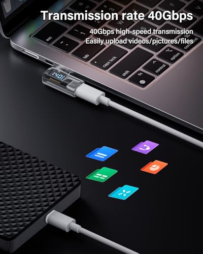40Gbps USB C Adapter ondersteunt Max 140W Detection USB C Digital Weergave Rechthoek type C Man naar vrouwelijke adapter 8k@60Hz Snelle opladen en gegevensoverdracht voor type-C apparaten-2PCs 3