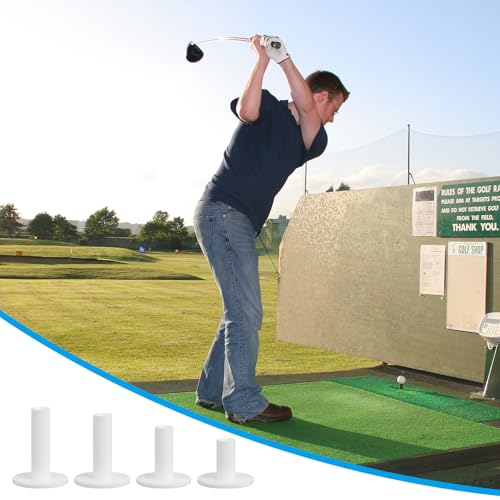 1.4 Inch Rubber Golf T-Shirts, 5 Pack Long Practice Training Driving Range Tees, Stabiele balhouder voor buiten en binnen Batting Mat, Wit 4