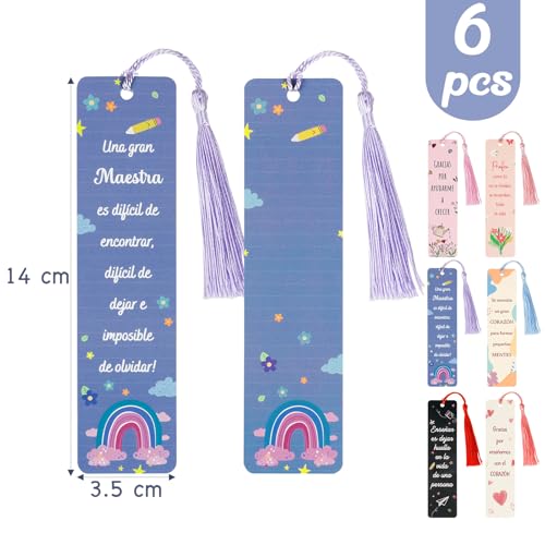 6 bladwijzers Dank u Maestra papier