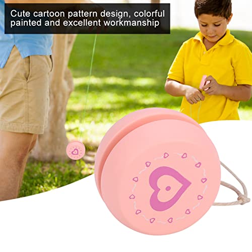 Jojo Beginner Kinderset voor Duitsland Beginners 3 peuters Jaar Kikker Hout van 4 leuke cartoon patroon Houten Jojo Ball Yo Yos voor kind kind (roze hart) 4