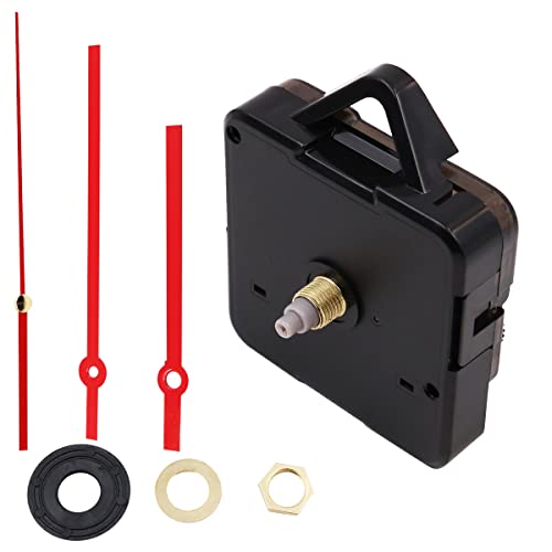 Silent Quartz Klokmechanisme Kit, Lange Shaft Wandklok Motor uurwerk Reparatie onderdelen Kwarts klok beweging Kit voor DIY ambachten (rode hand)