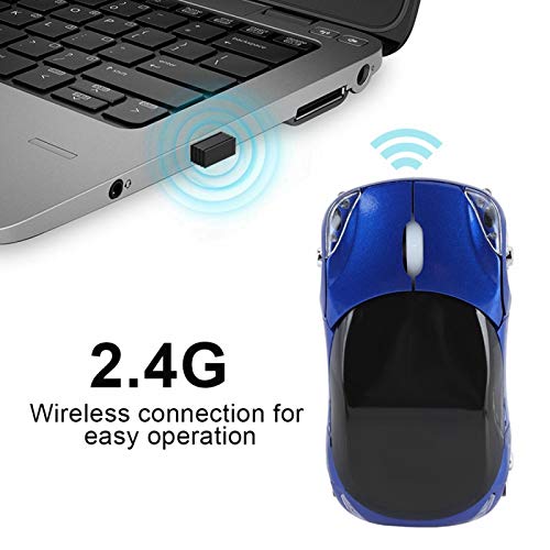 2,4G Auto vormgegeven draadloze muis, 1600 dpi optische muis, 2.4GHz draadloze transmissie, 3 knoppen met Scroll Wheel, voor PC, Laptop, Tablet, Gaming Office(Blauw) 4