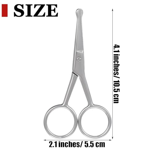 3 stuks neus haarschaar met afgeronde tip, neus haar trimmer voor vrouwen, roestvrij staal gezicht trims voor wenkbrauwen, neus, snor, baard zorg (Zilver)