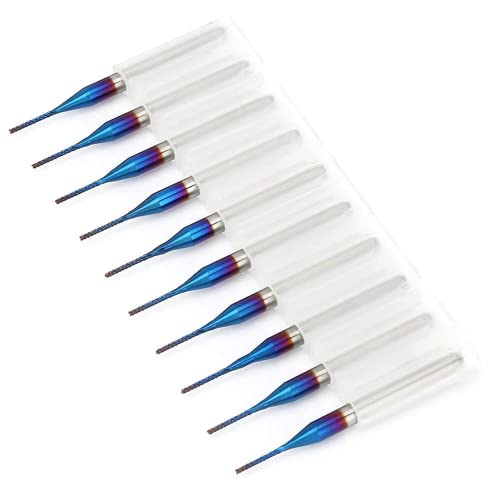 Milling Cutter 10 st Wolfraam Carbide Blue Coated End Mill voor PCB graveren Machine(0,8mm)